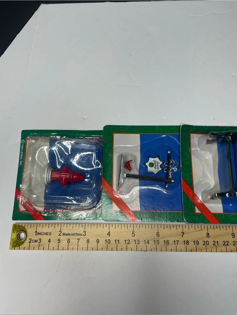 Caldor Vintage Christmas Village Accessories Lot Of 5 Phone Booth Swing Bench